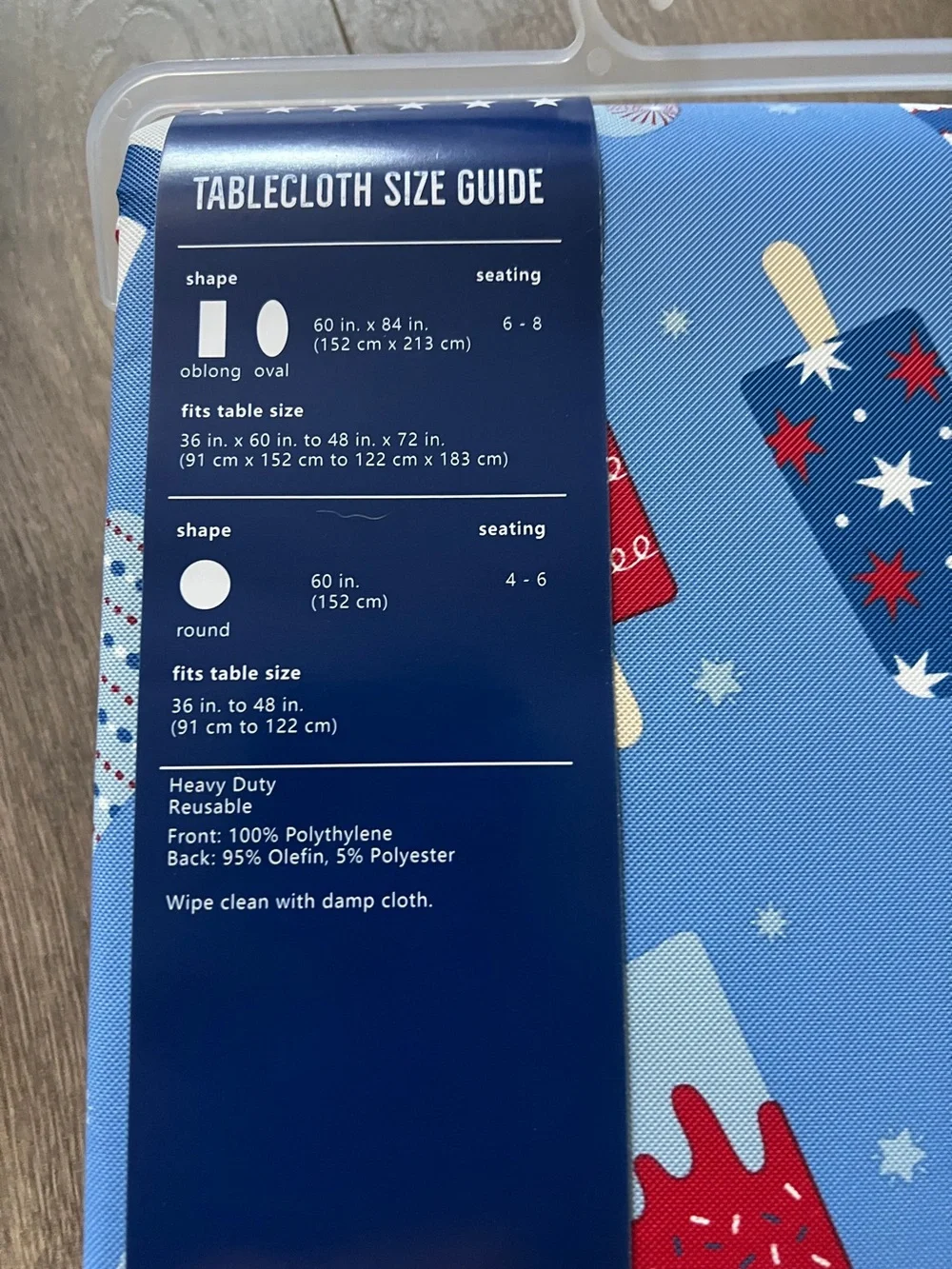 Patriotic Heavy Duty Popsicle Tablecloth 60 in. X 84 in. New